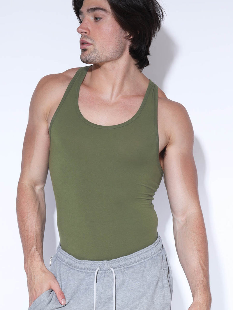 men's soft green modal fullback bodysuit - Ace + Indigo