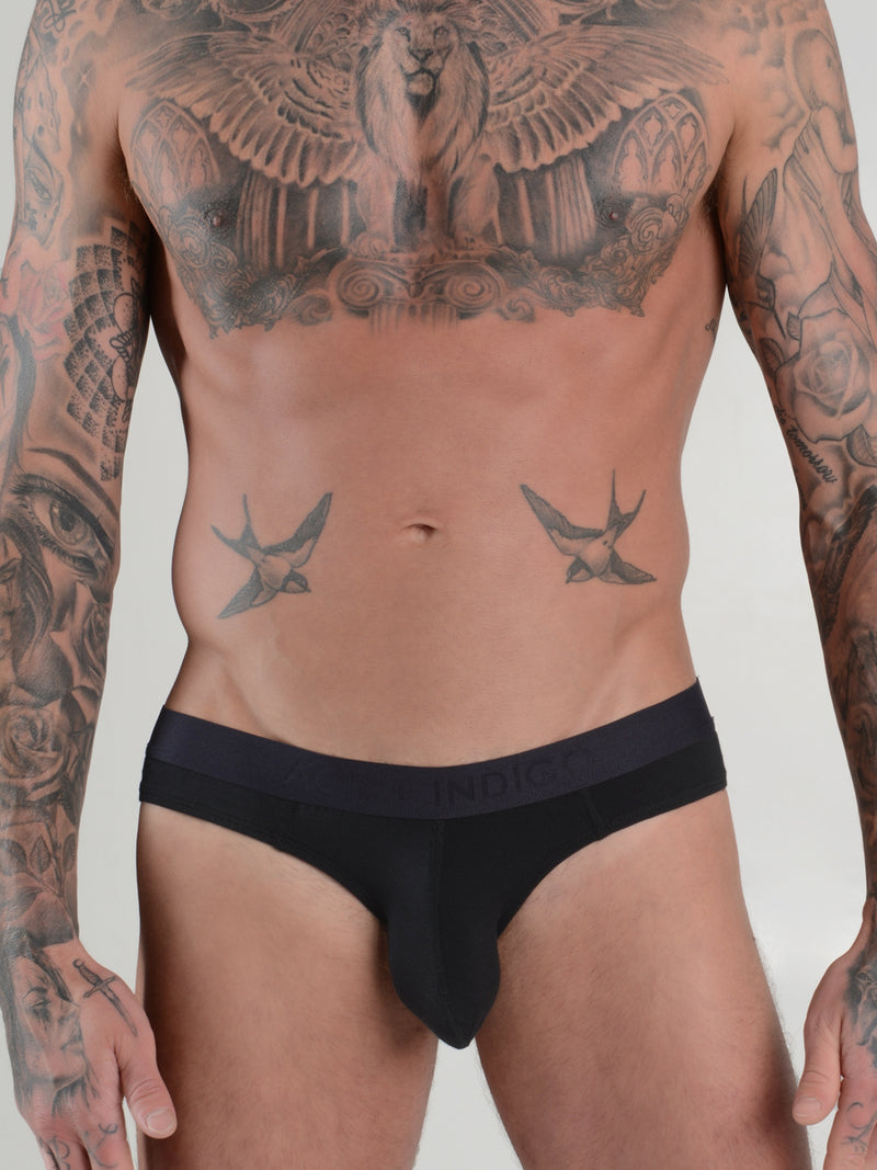 men's black modal logo band brazilian cut briefs