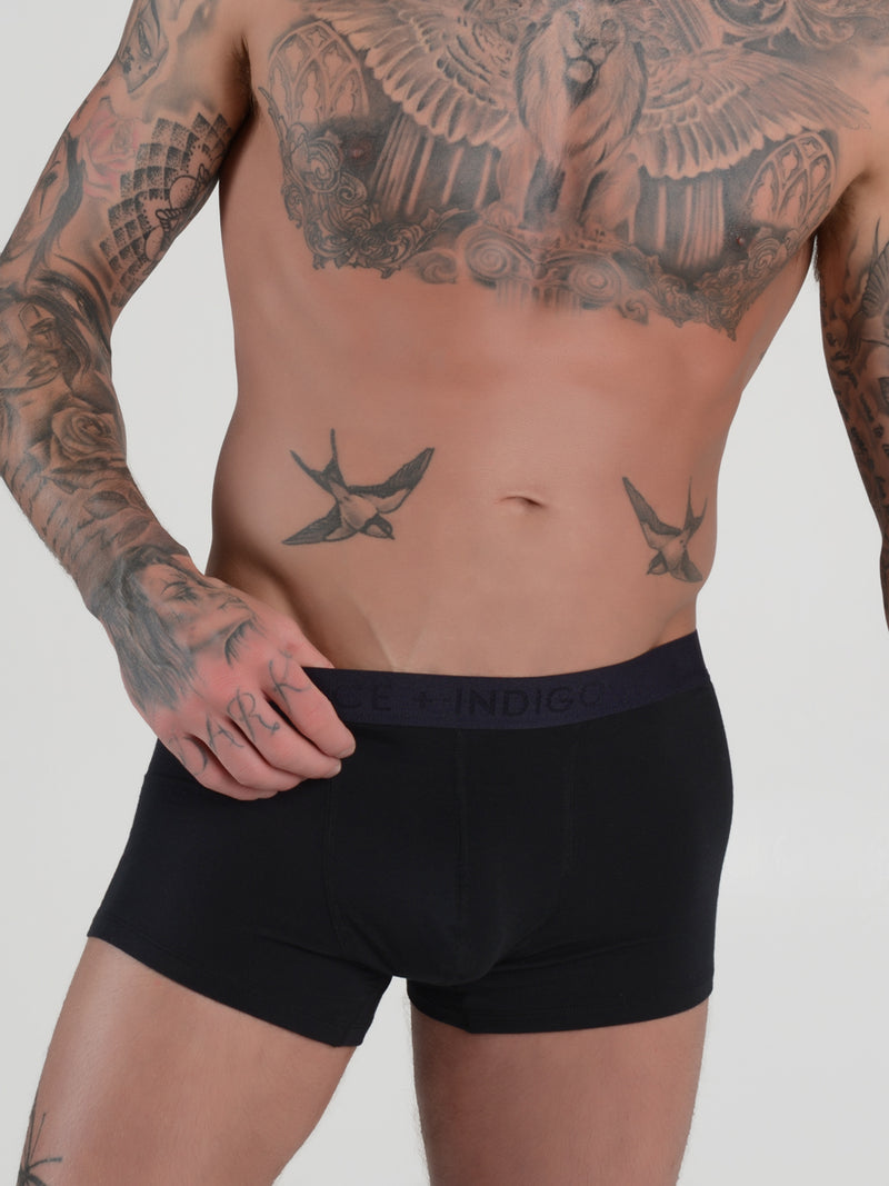 men's black modal logo band trunk boxers