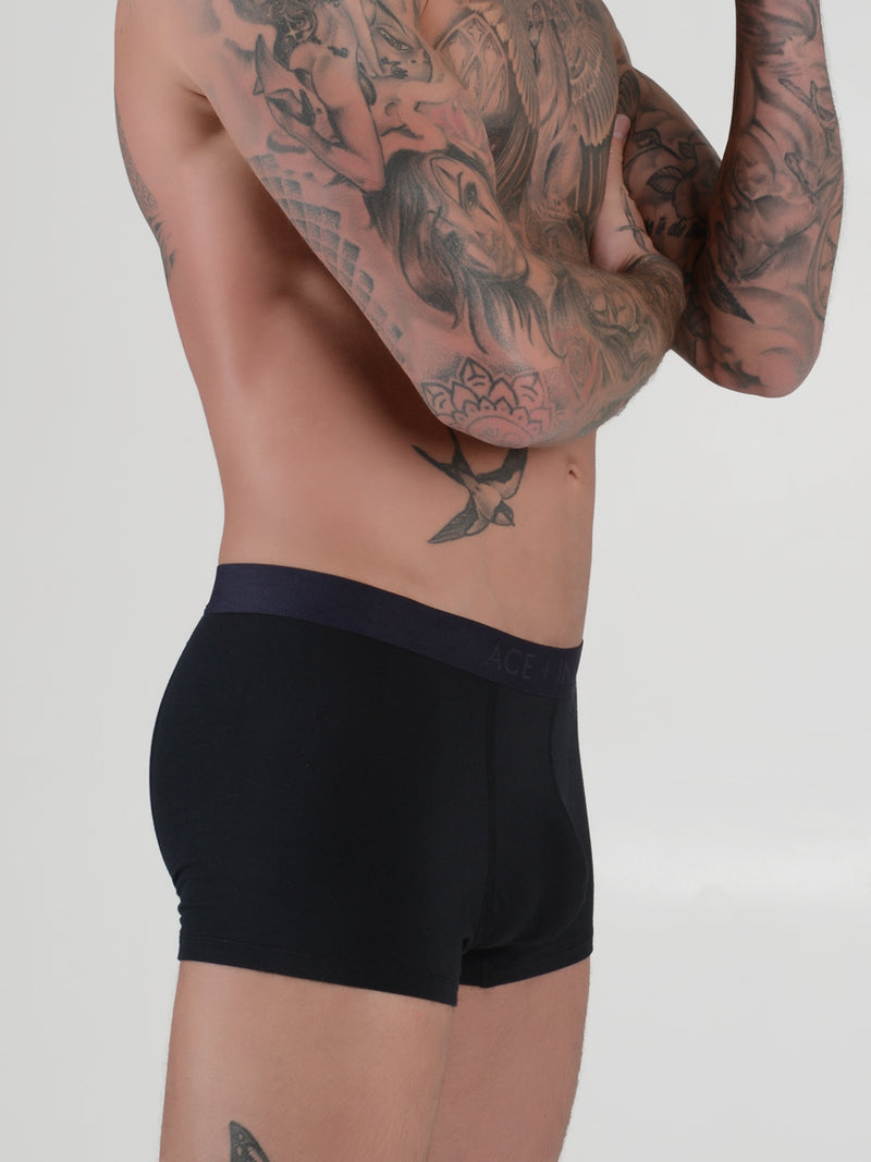 men's black modal logo band trunk boxers