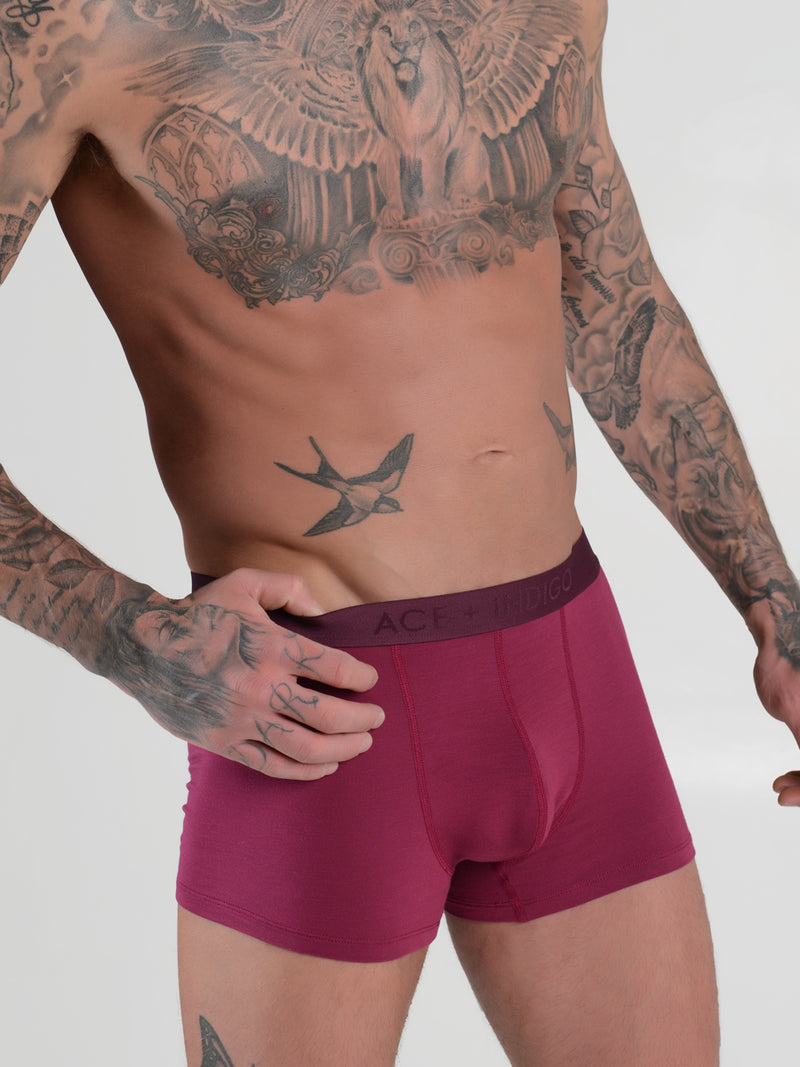 men's red modal logo band trunk boxers